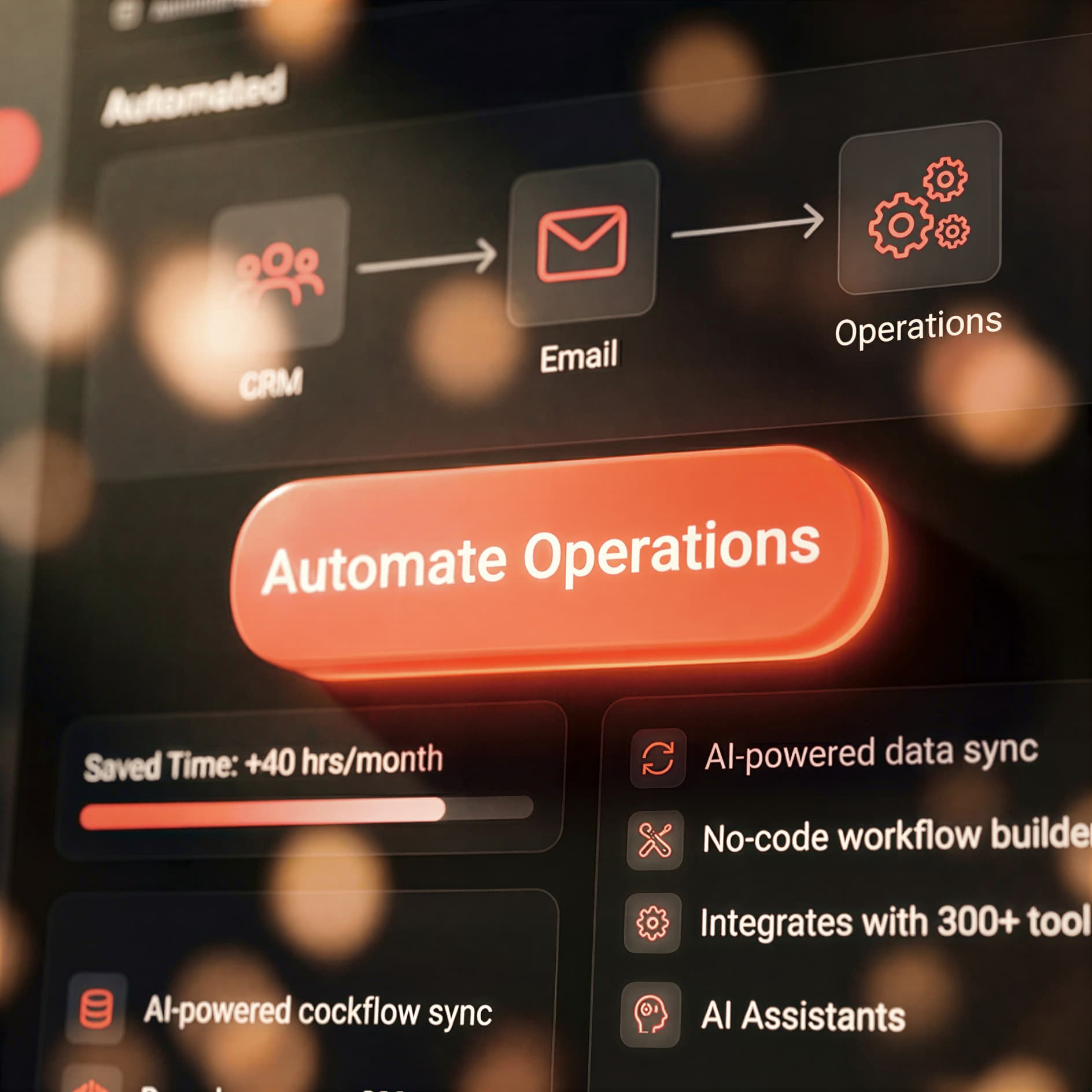 Workflow automation connecting CRM, email, and operations